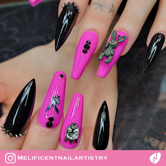 Bunny Goth Nails